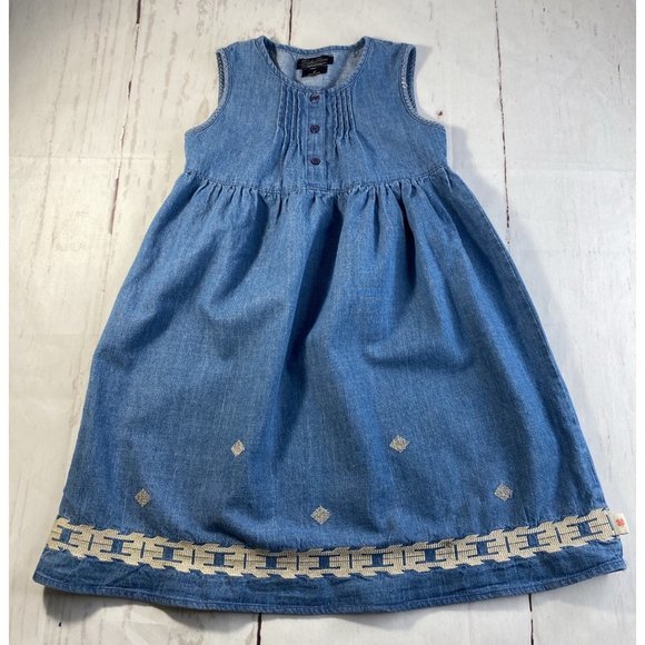 Lucky Brand Other - Lucky Brand Kids Girls' Size 6 Denim Blue Dress Sleeveless Embroidered